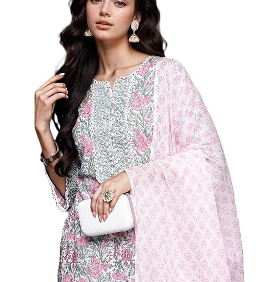 Green Suit With Pink Dupatta