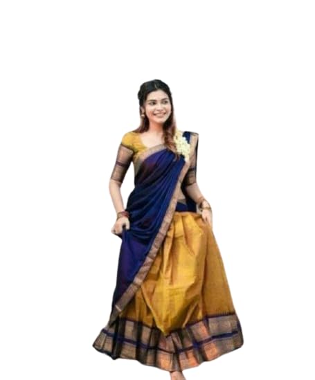 Blue And Yellow Half Saree