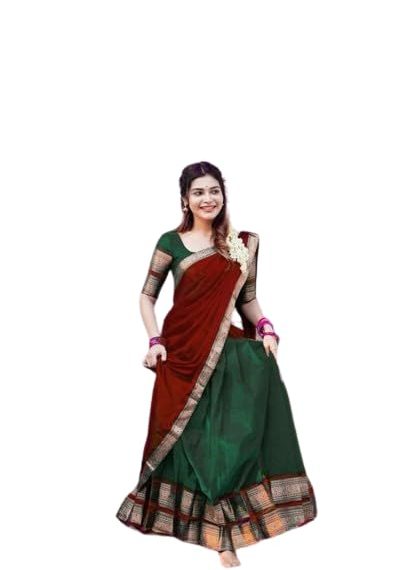 Dark Green Half Saree Combination