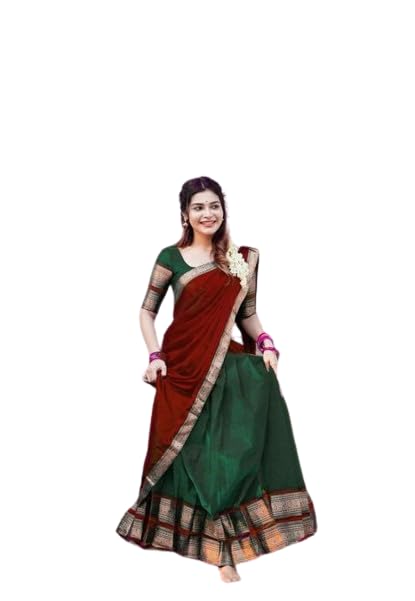 Dark Green Half Saree Combination