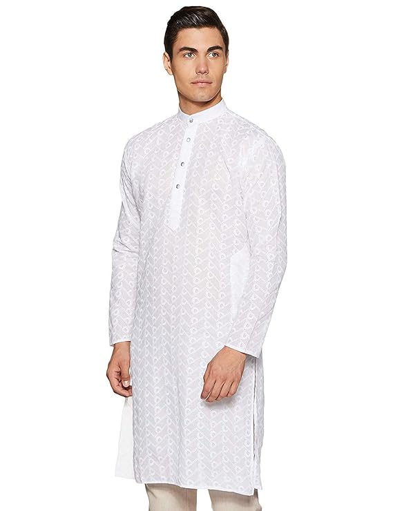 Chikan Kurta For Men White