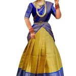 Blue And Yellow Half Saree